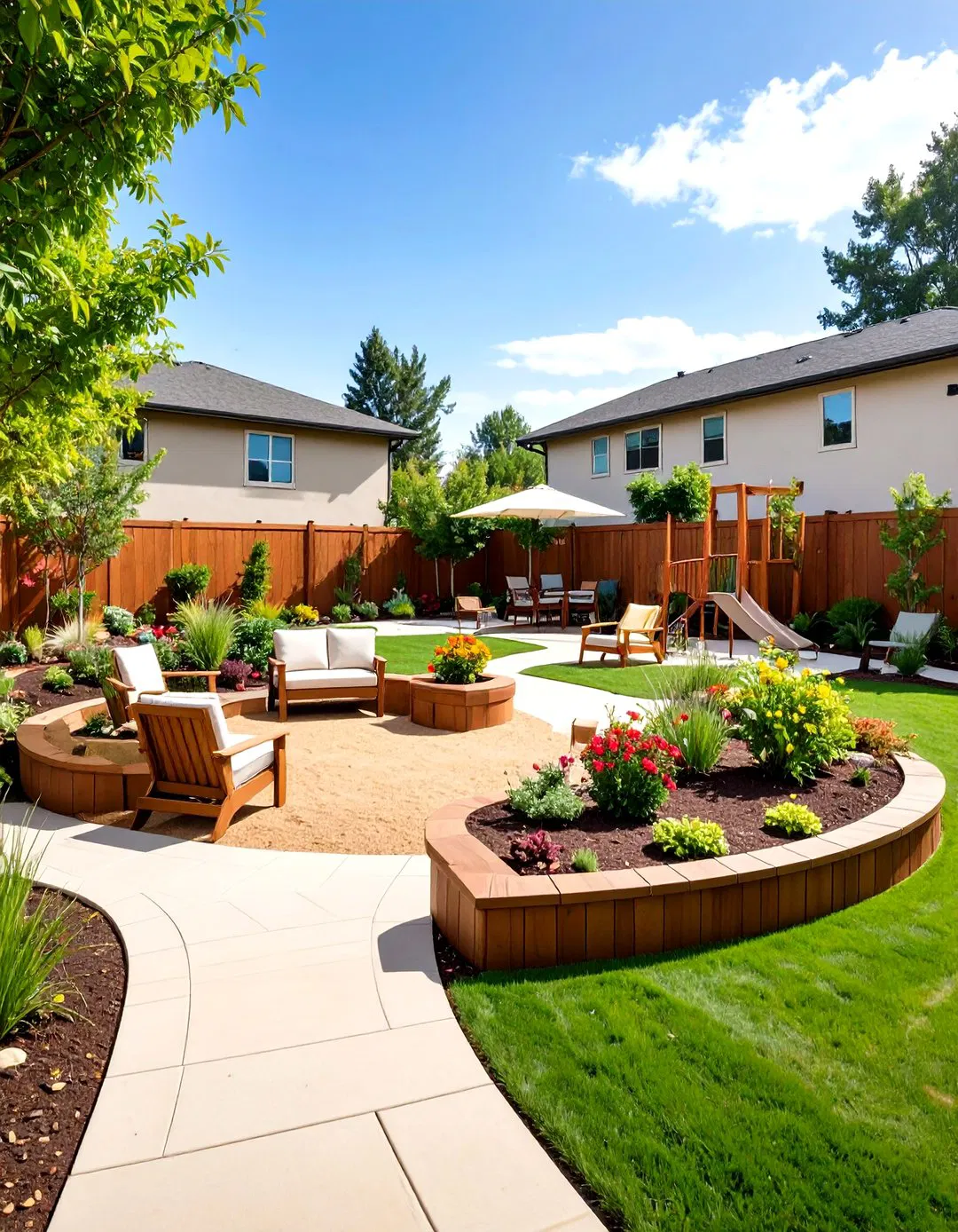 Semi-Circle Patio with Children's Play Area