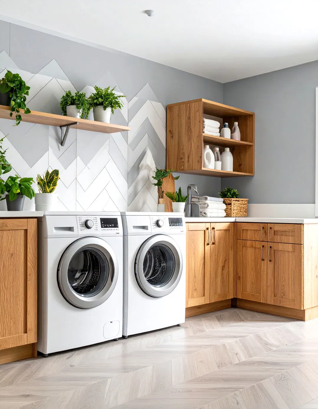 Chevron Pattern Shiplap Accent Wall