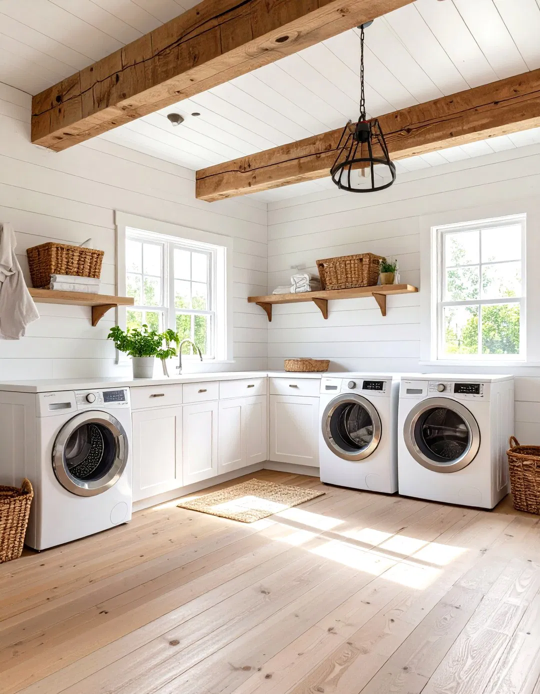 Shiplap with Exposed Beam Ceiling