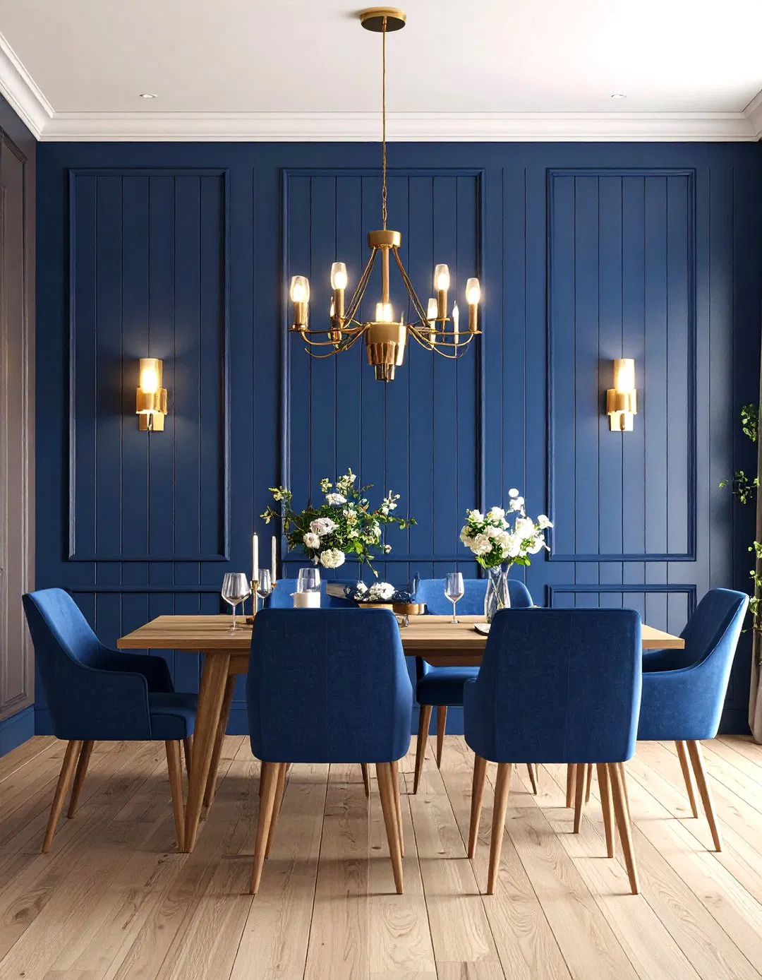 Navy Vertical Shiplap Accent Wall