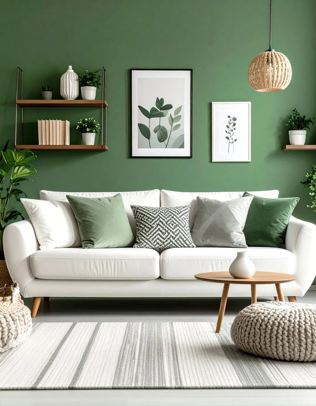 Sage Green Accent Wall in Modern Living Space