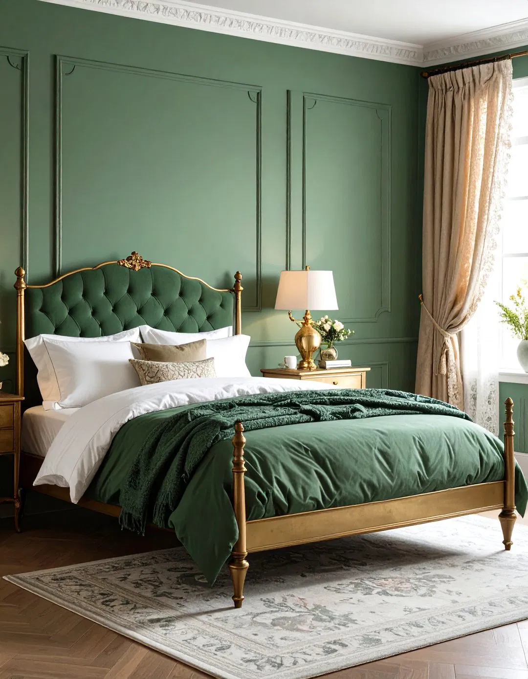 Sage Green Guest Bedroom with Vintage Elements