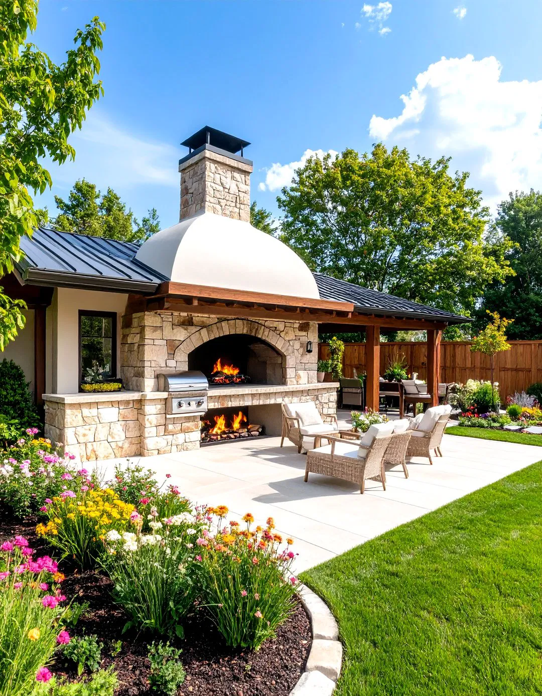 Pizza Oven and Fireplace Combination Design