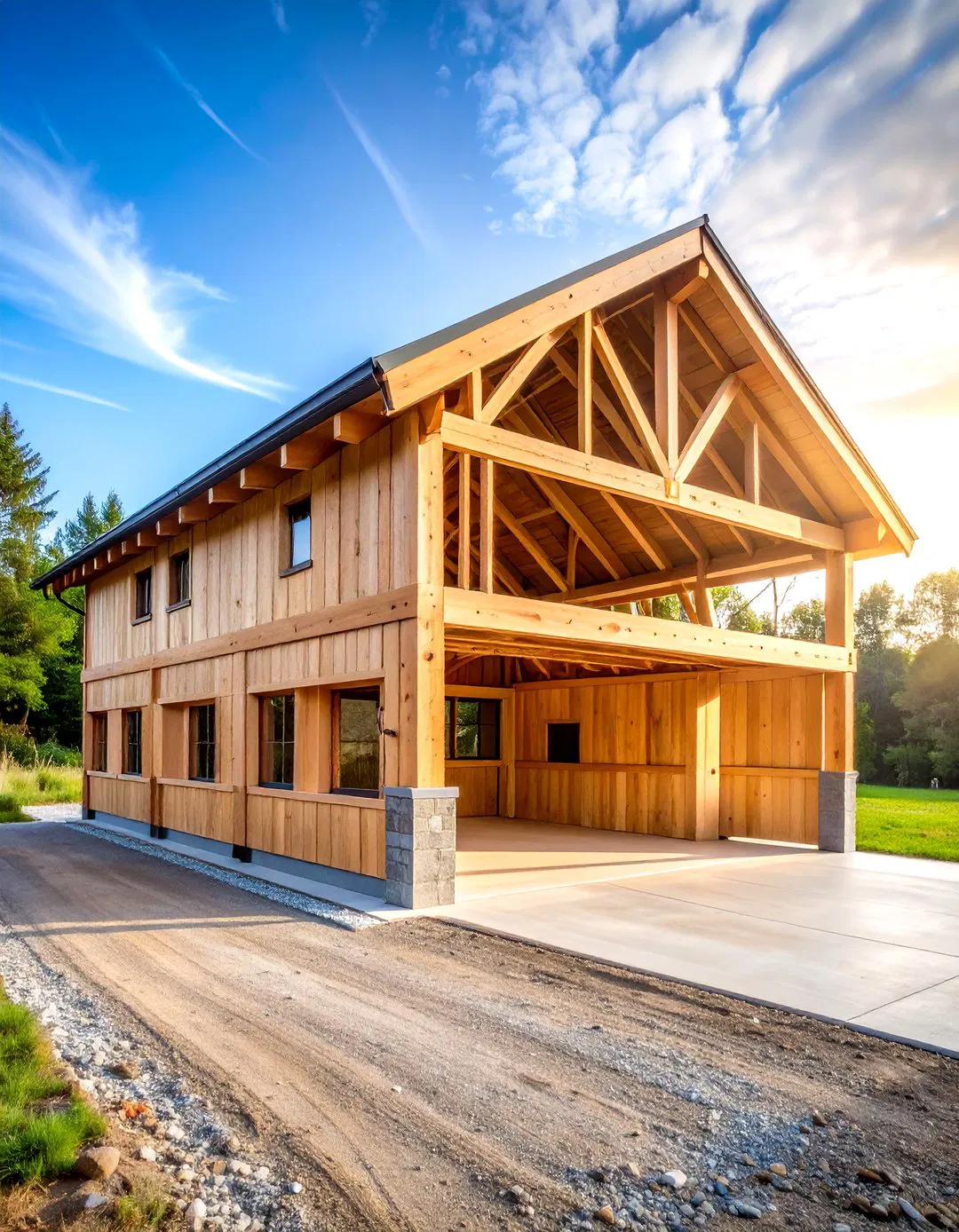 Timber Frame Construction Garage - Rustic Garage Ideas