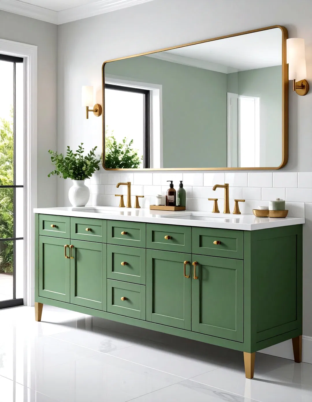 Sage Green Painted Vanity Cabinet - 24 Sage Green Bathroom Ideas