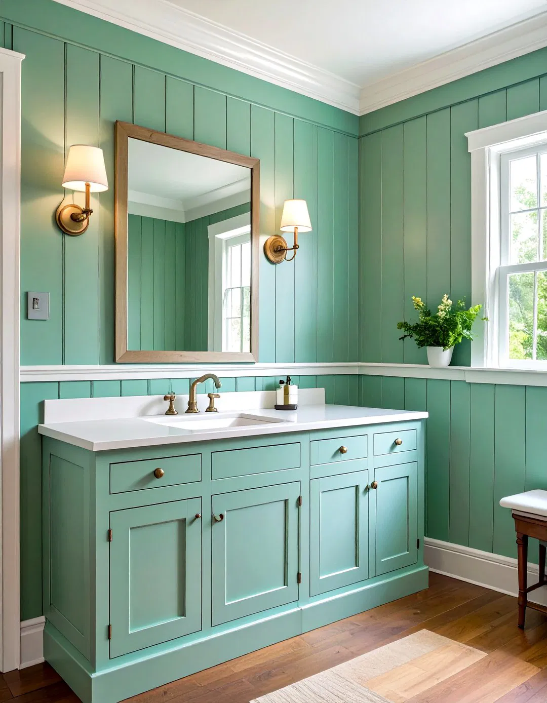 Sage Green Beadboard Paneling - 24 Sage Green Bathroom Ideas