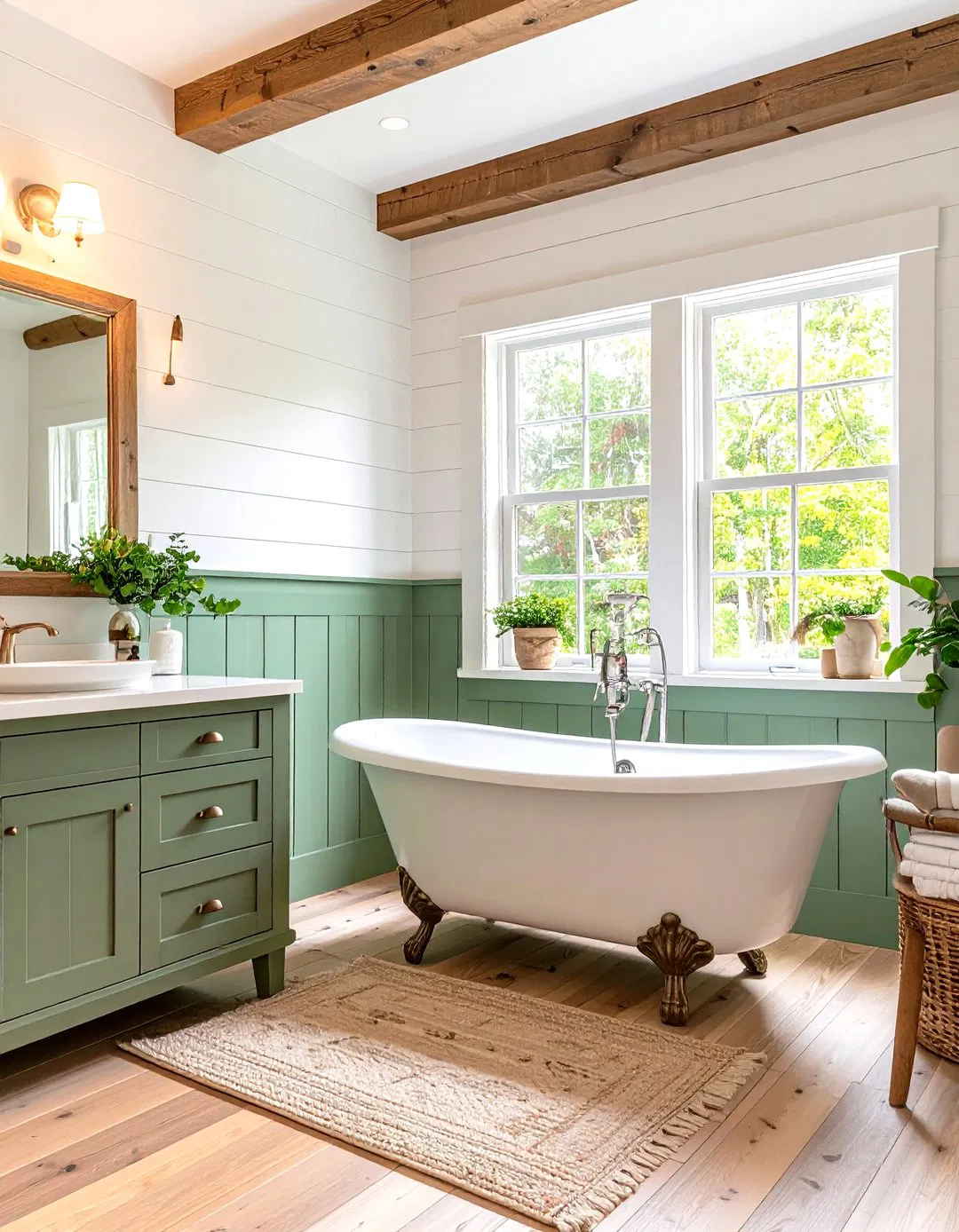 Sage Green Shiplap Wainscoting - 24 Sage Green Bathroom Ideas