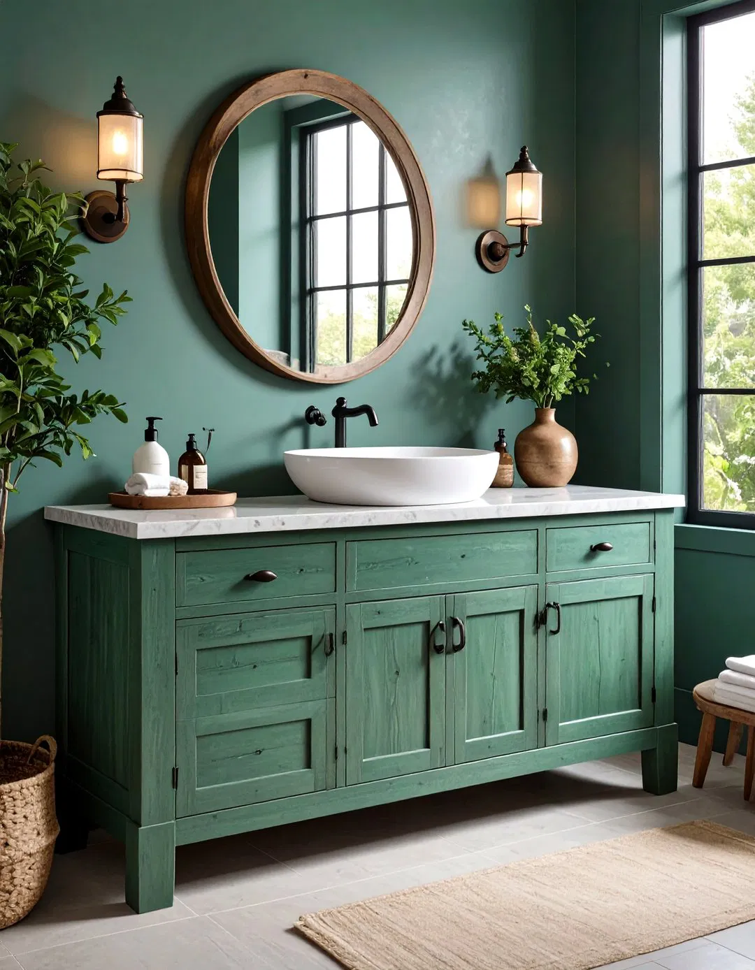 Sage Green Rustic Wood Vanity - 24 Sage Green Bathroom Ideas