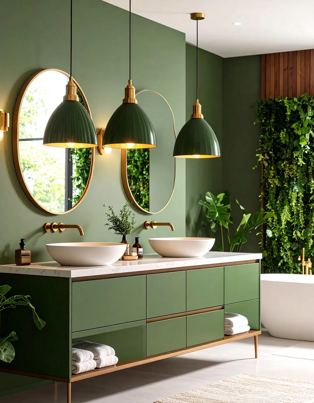 Sage Green Lighting Integration - 24 Sage Green Bathroom Ideas