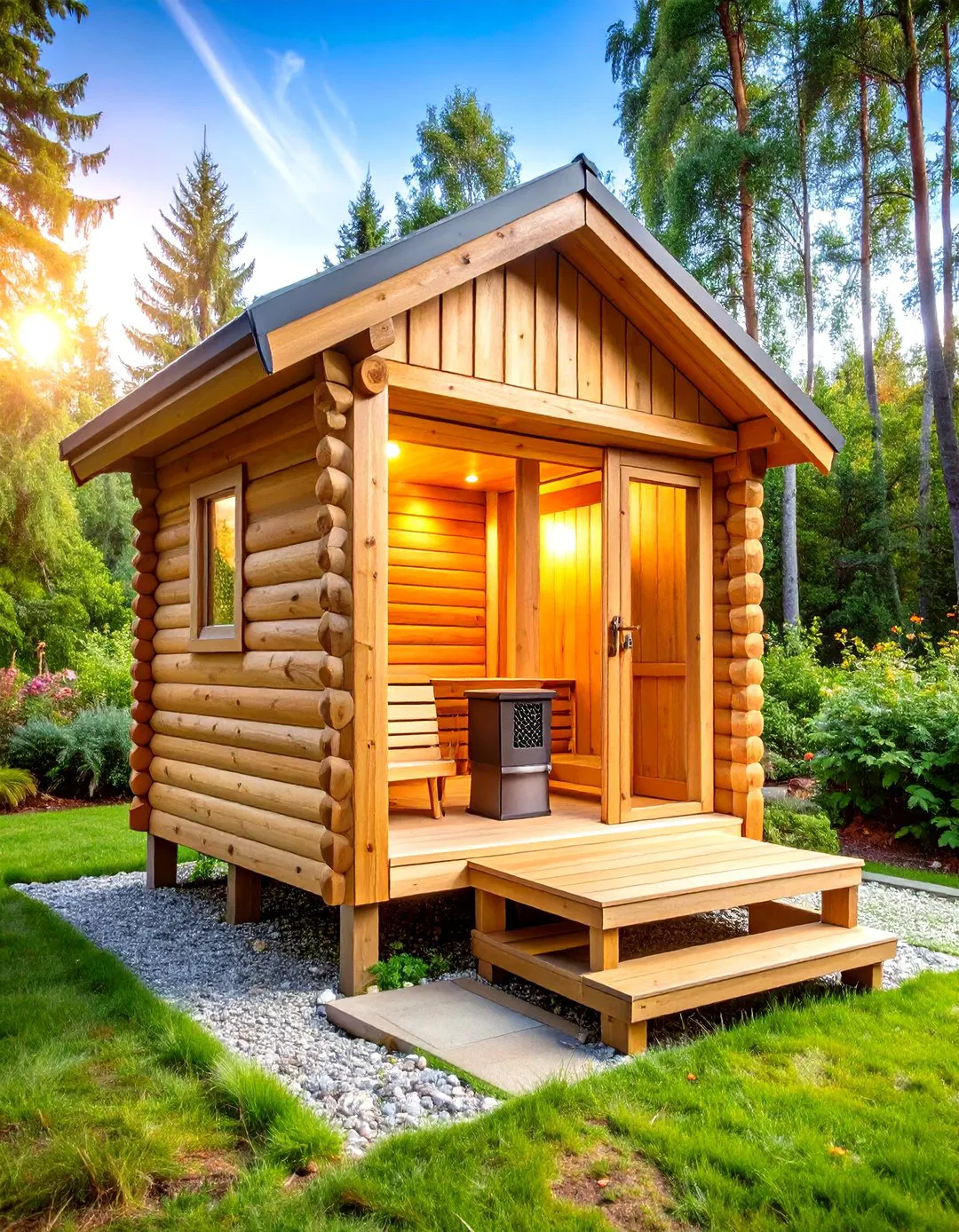 Outdoor Traditional Finnish Sauna with Wood Burning Stove