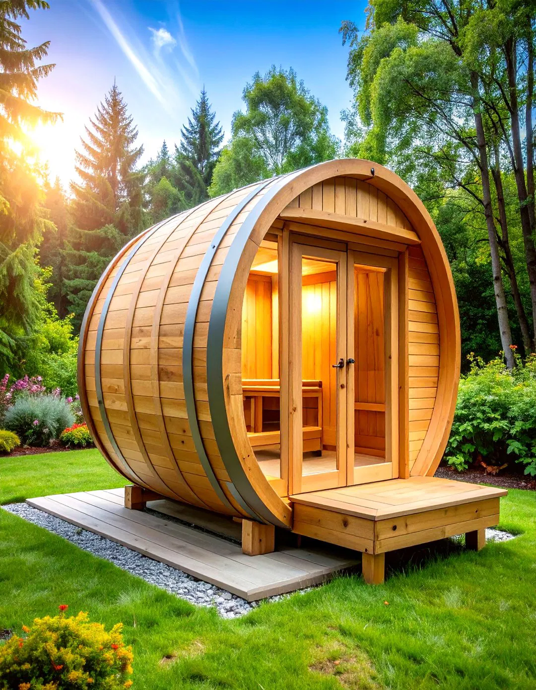 Barrel Sauna Design for Garden Spaces