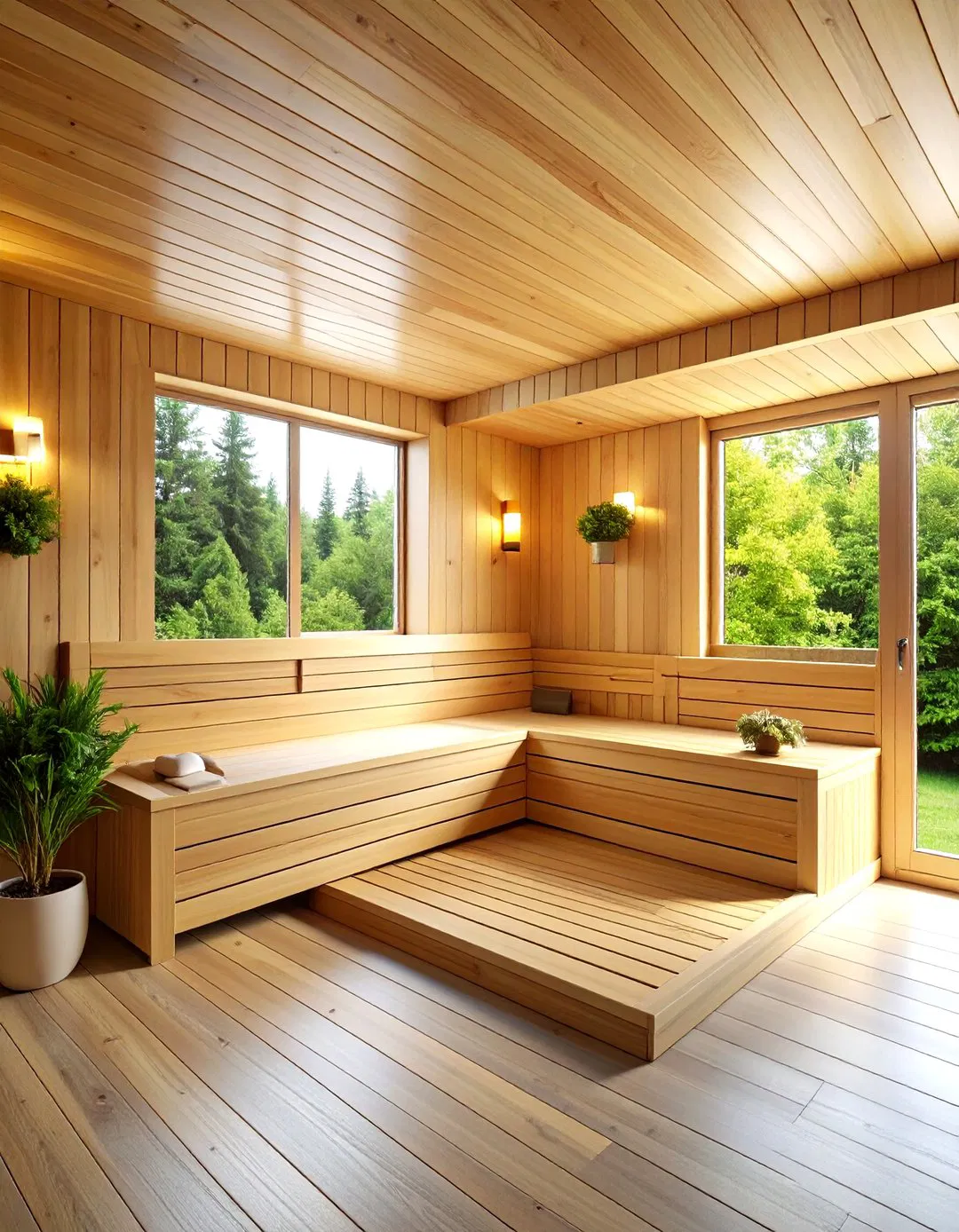 Corner Sauna Installation with Angular Design