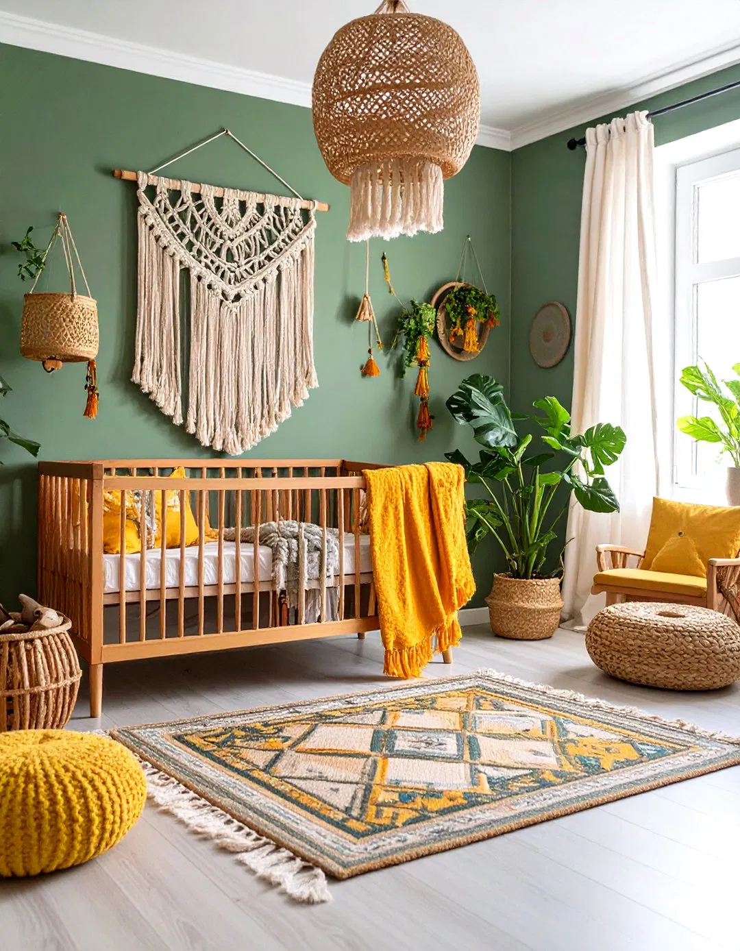 Bohemian-Inspired Nursery - Sage Green Nursery Ideas