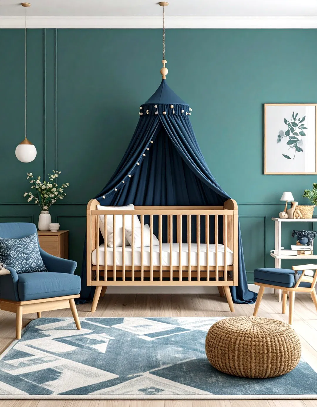 Navy and Sage Contrast - Sage Green Nursery Ideas
