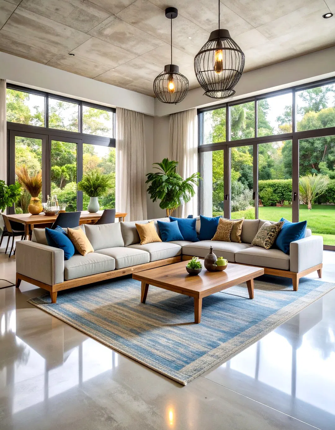 Sleek Polished Concrete with Rustic Flair - Rustic Concrete Floor Living Room Ideas