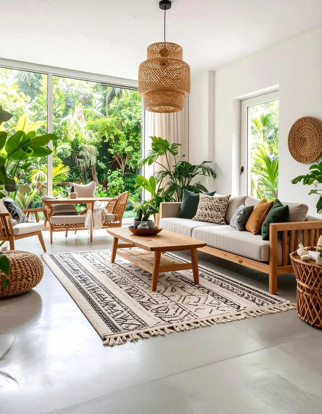 Textured Concrete for Organic Appeal - Rustic Concrete Floor Living Room Ideas