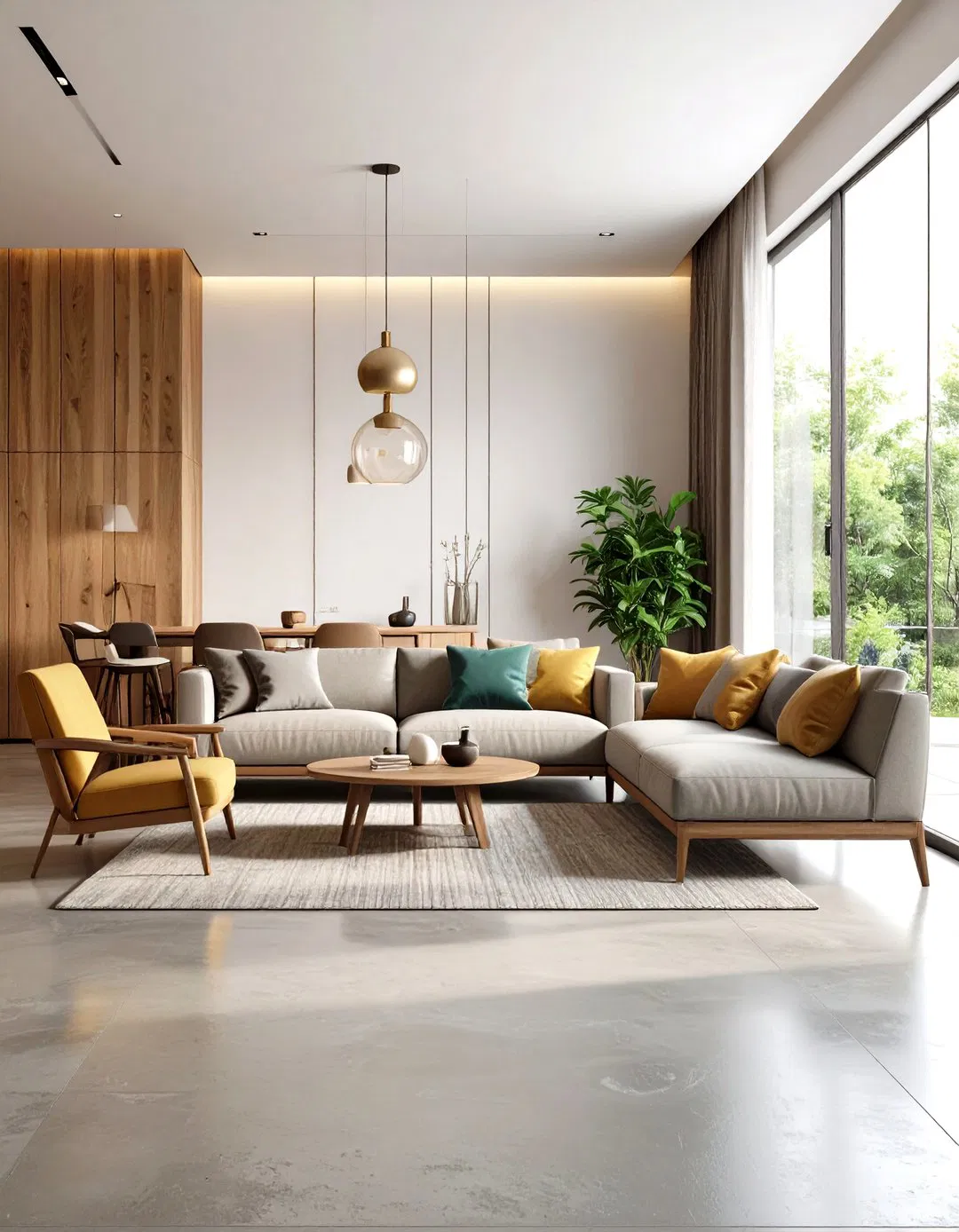 Matte Concrete for Understated Elegance - Rustic Concrete Floor Living Room Ideas