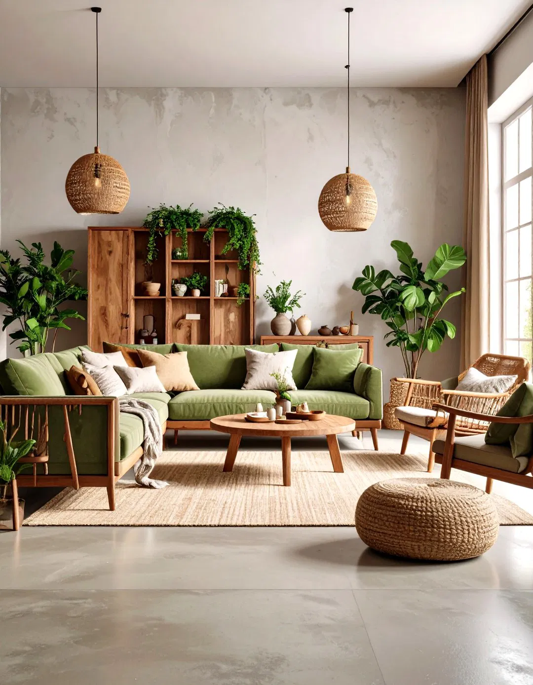 Integrating Rustic Earth Tones - Rustic Concrete Floor Living Room Ideas