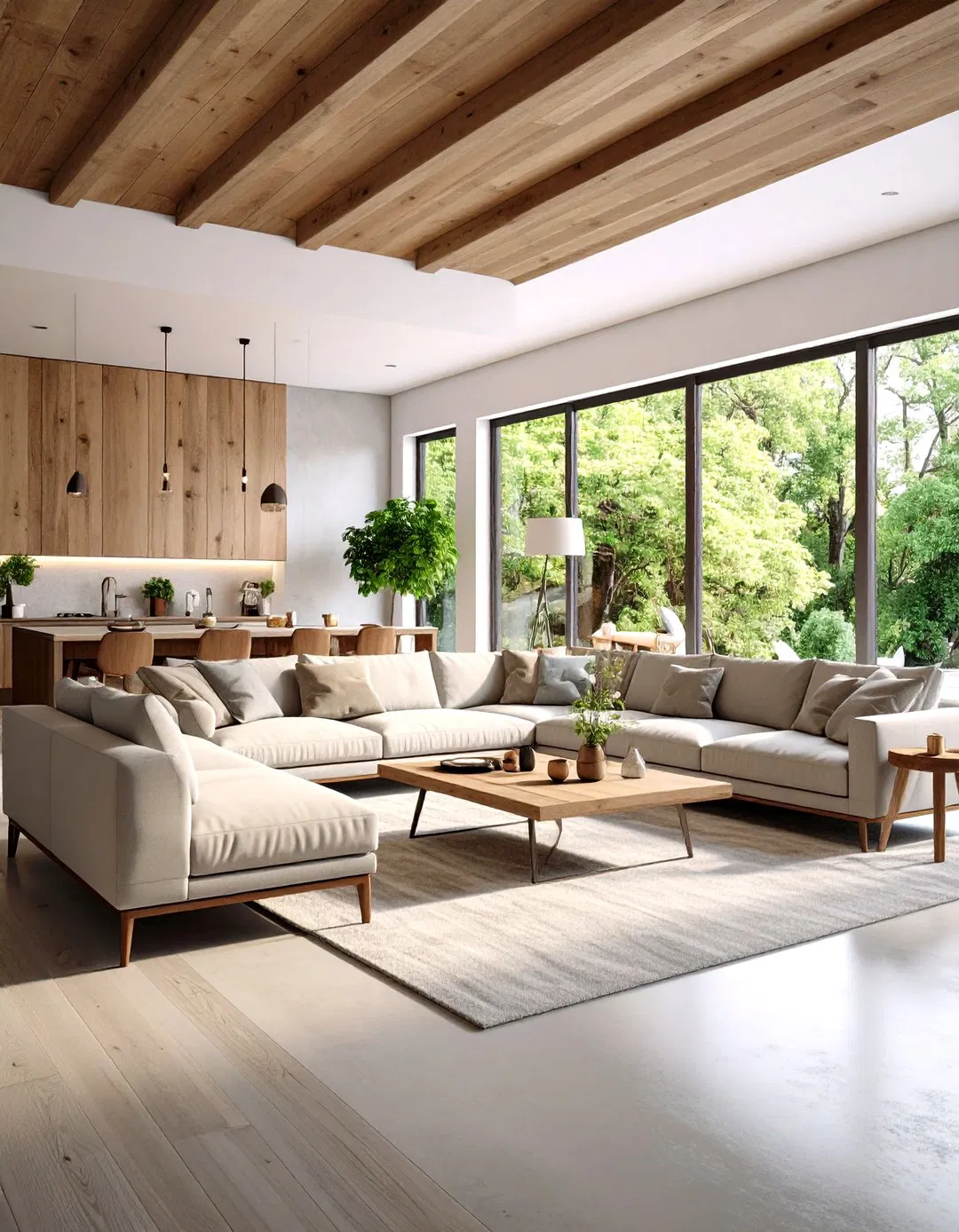 Reclaimed Wood Accents for Warmth and Story - Rustic Concrete Floor Living Room Ideas