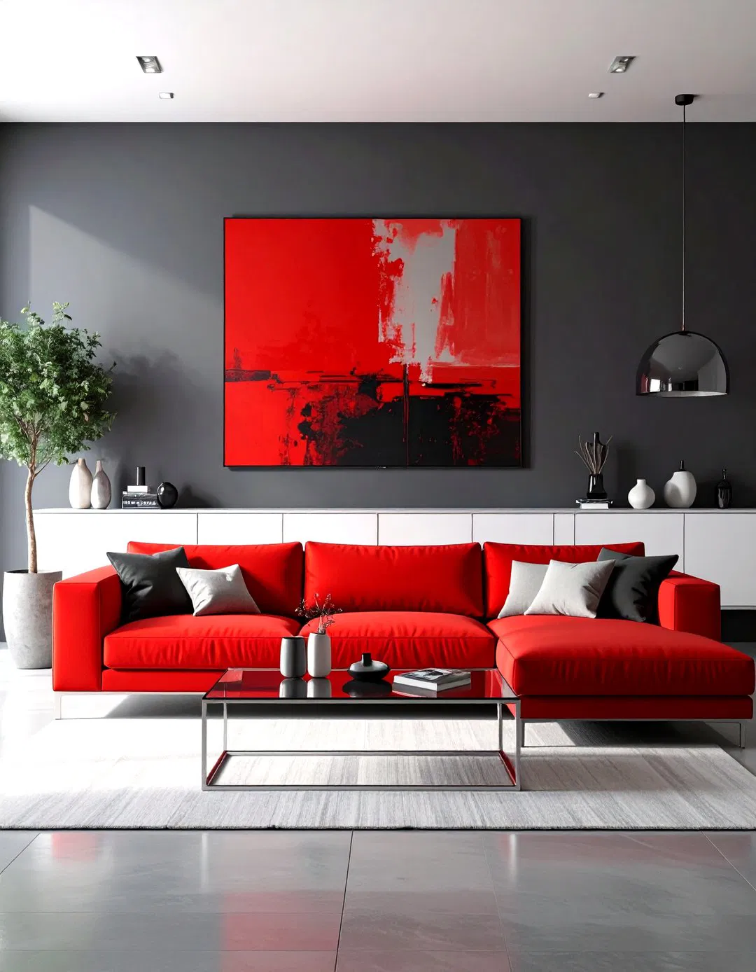 Statement-Making Contemporary Red Sectional