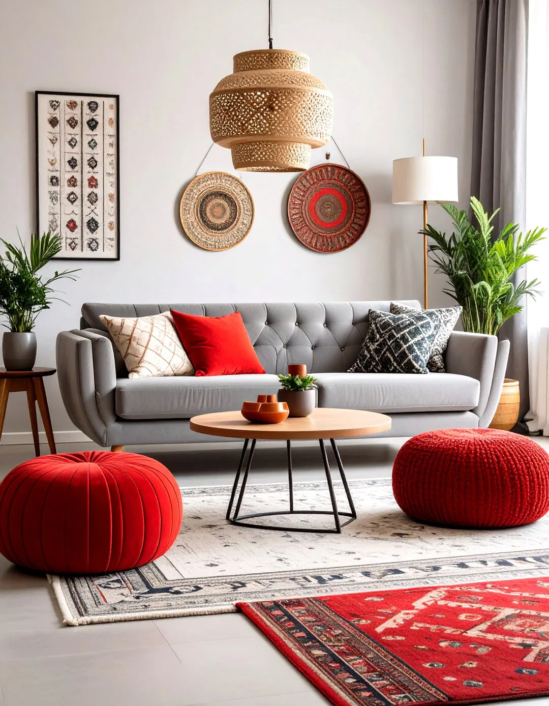 Eclectic Maximalist Red and Grey Fusion
