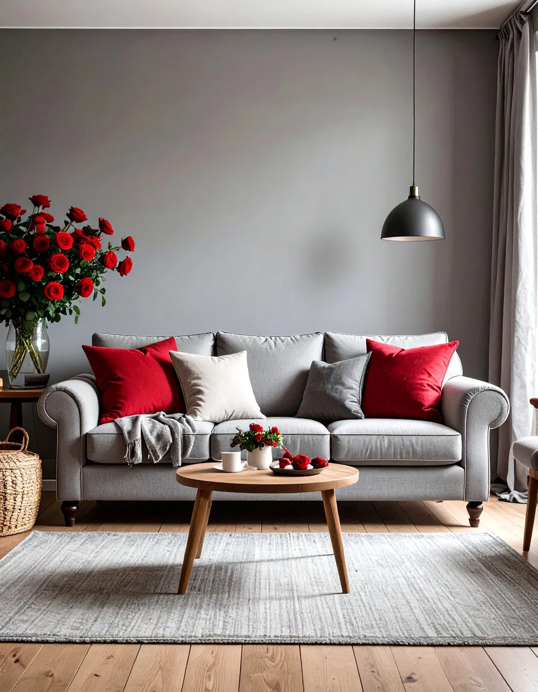 English Cottage with Red Rose and Stone Grey