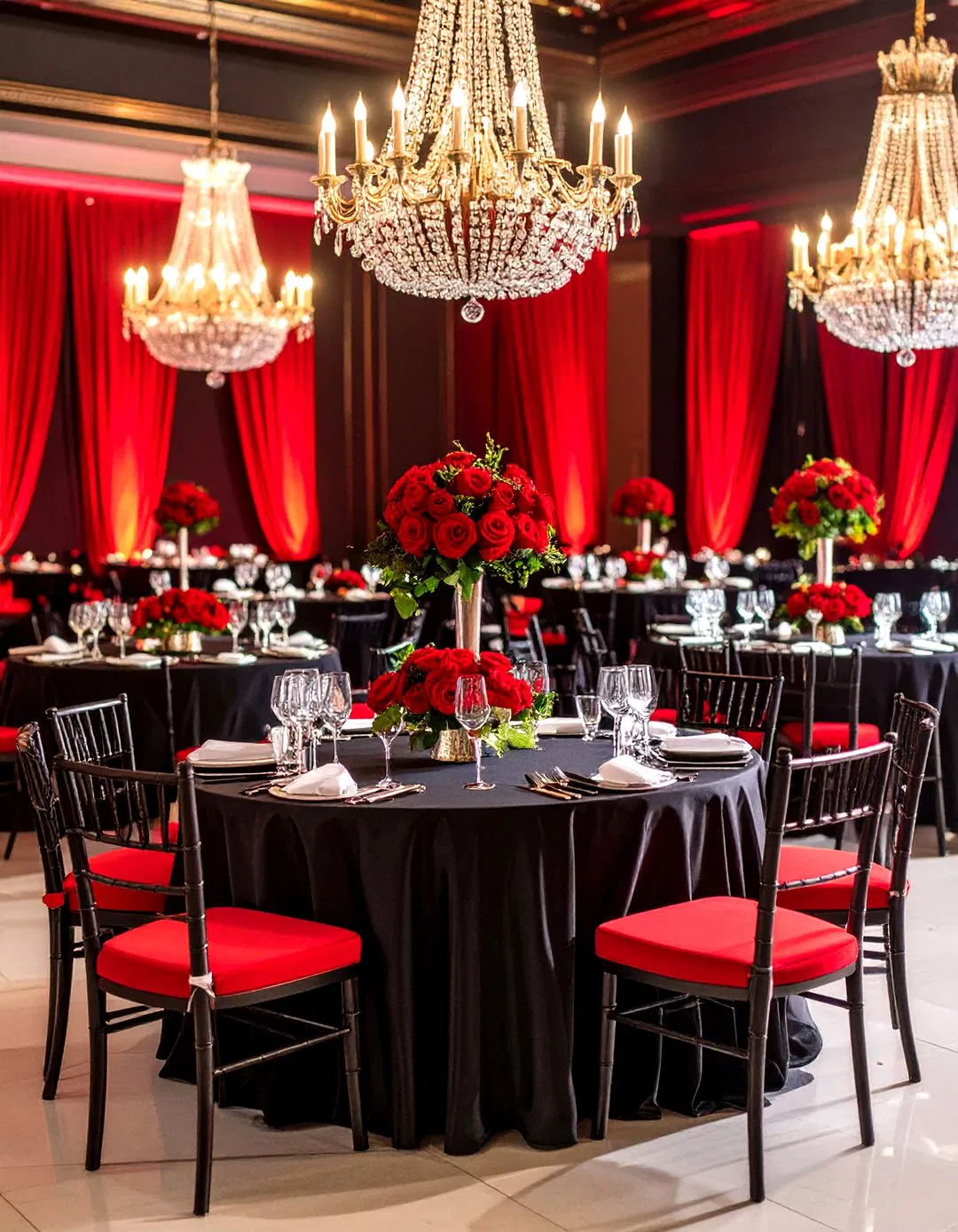 Red and Black Vintage Hollywood Wedding