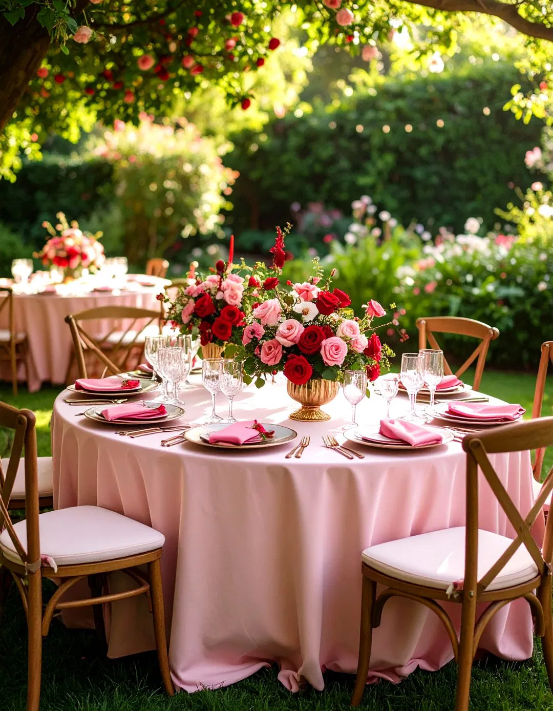 Red and Blush Garden Party Wedding