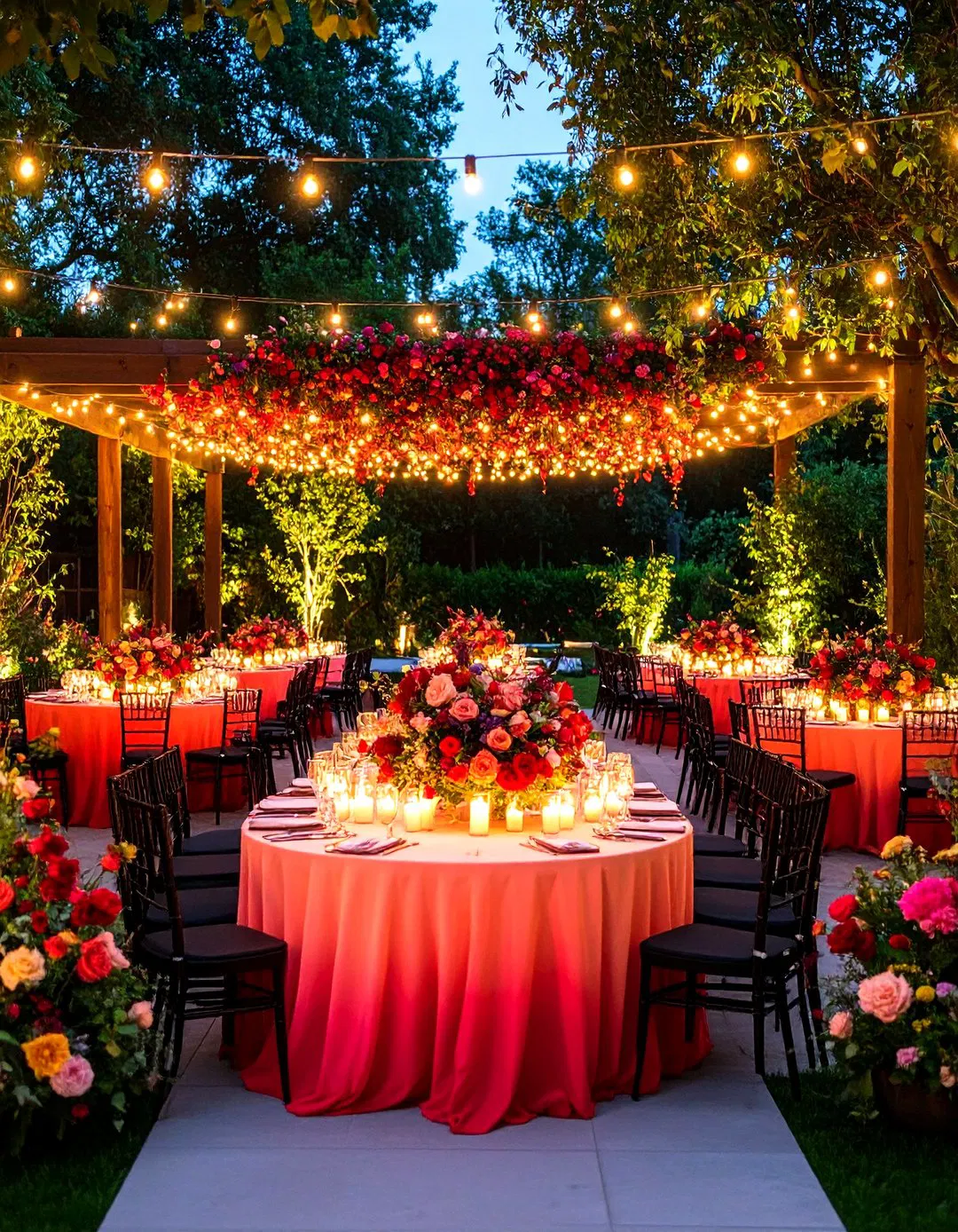 Red and Pink Ombre Wedding