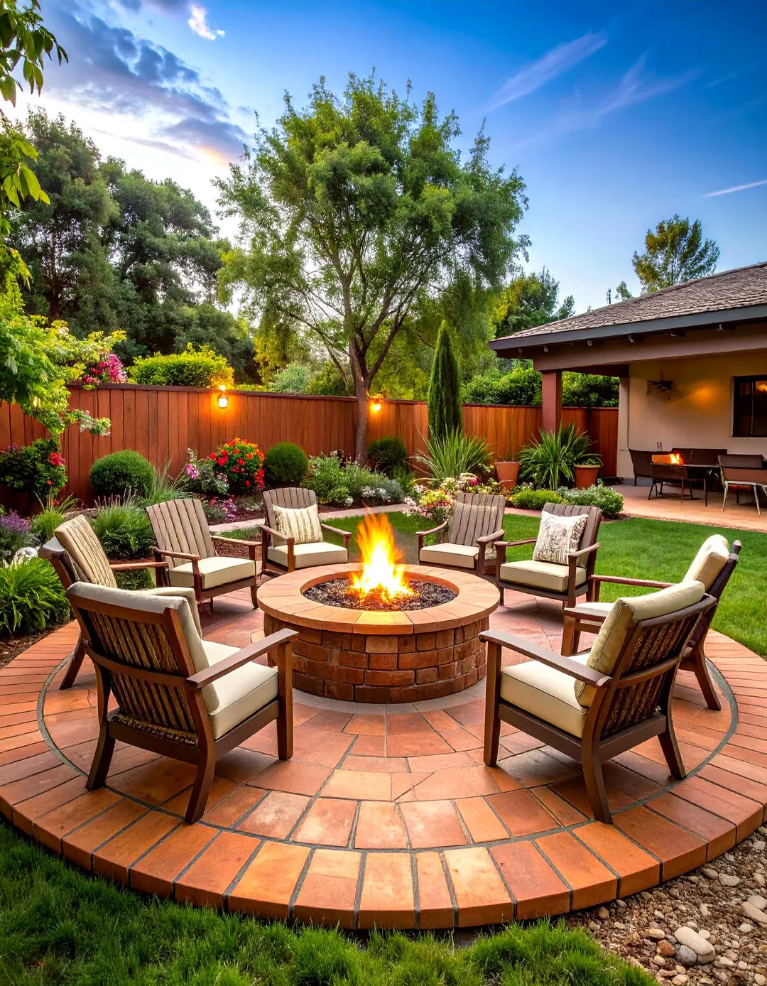 Rustic Red Brick Fire Pit Sanctuary