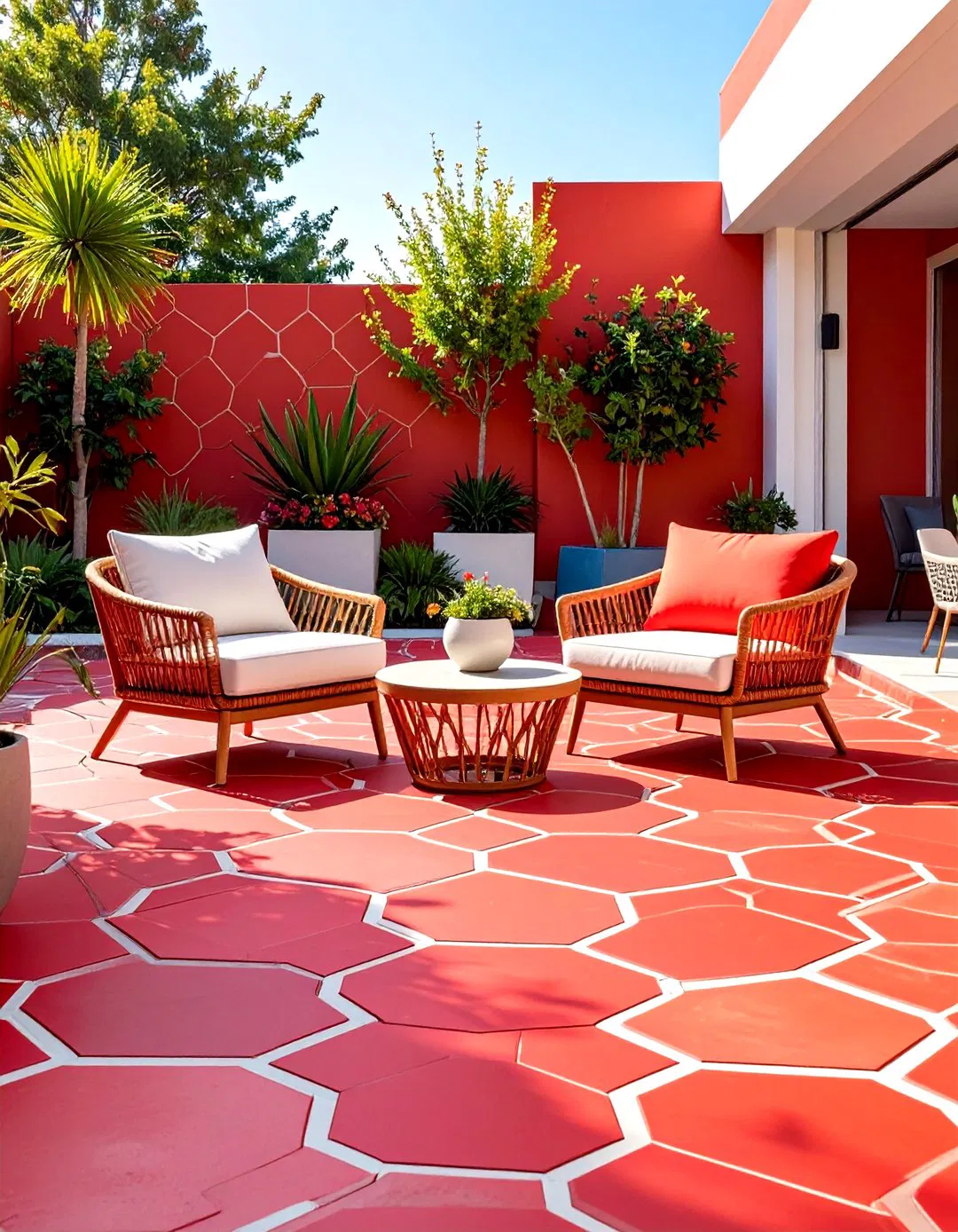 Modern Geometric Red Paver Patterns