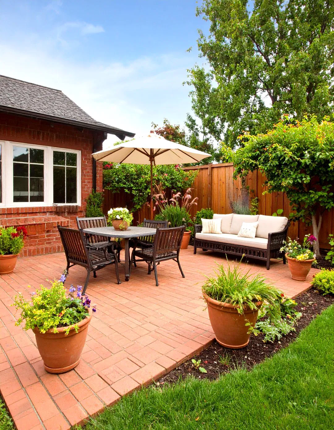 Arts and Crafts Red Brick Bungalow Patio