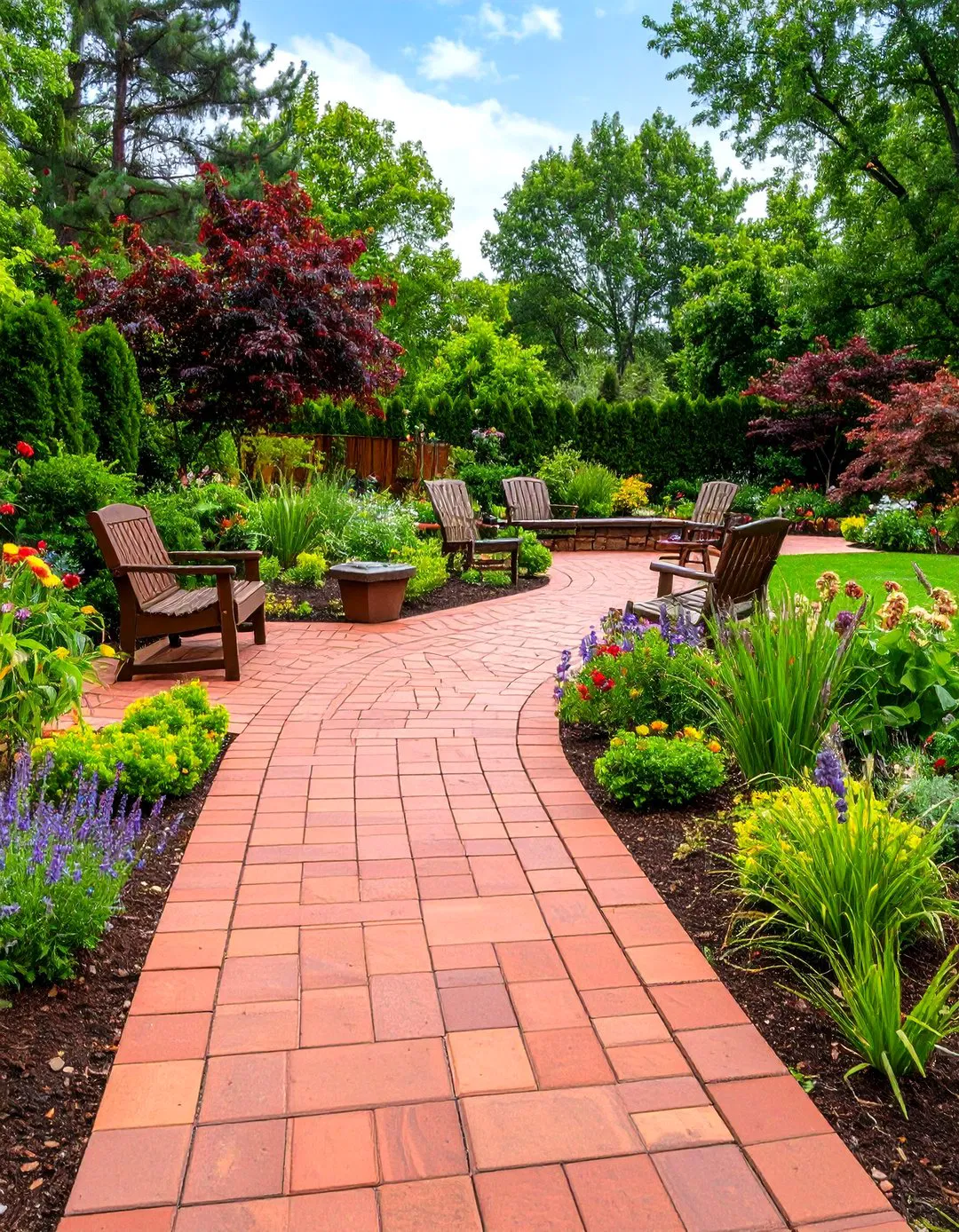 Red Paver Healing Garden Sanctuary