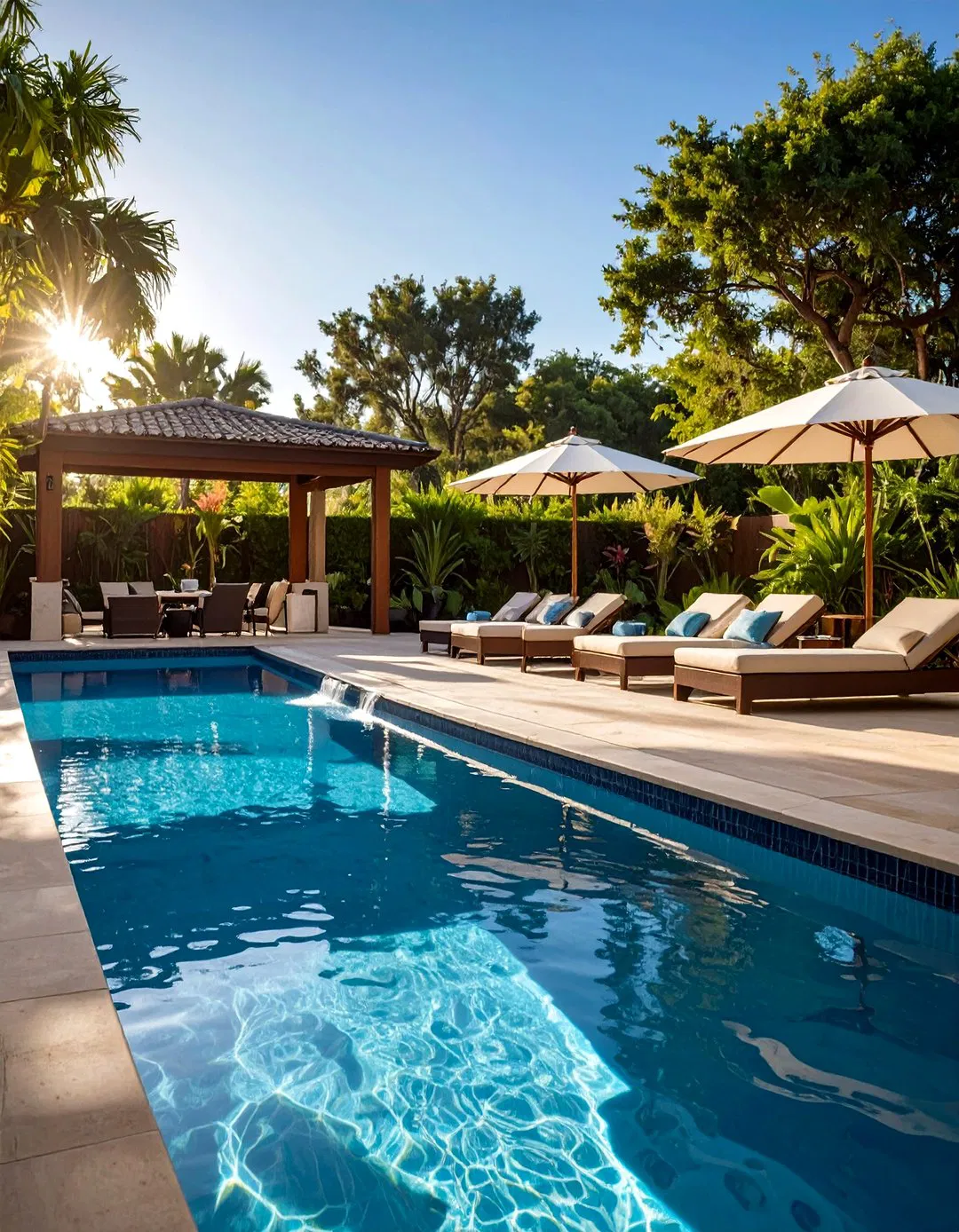 Tanning Ledge in Rectangle Pool