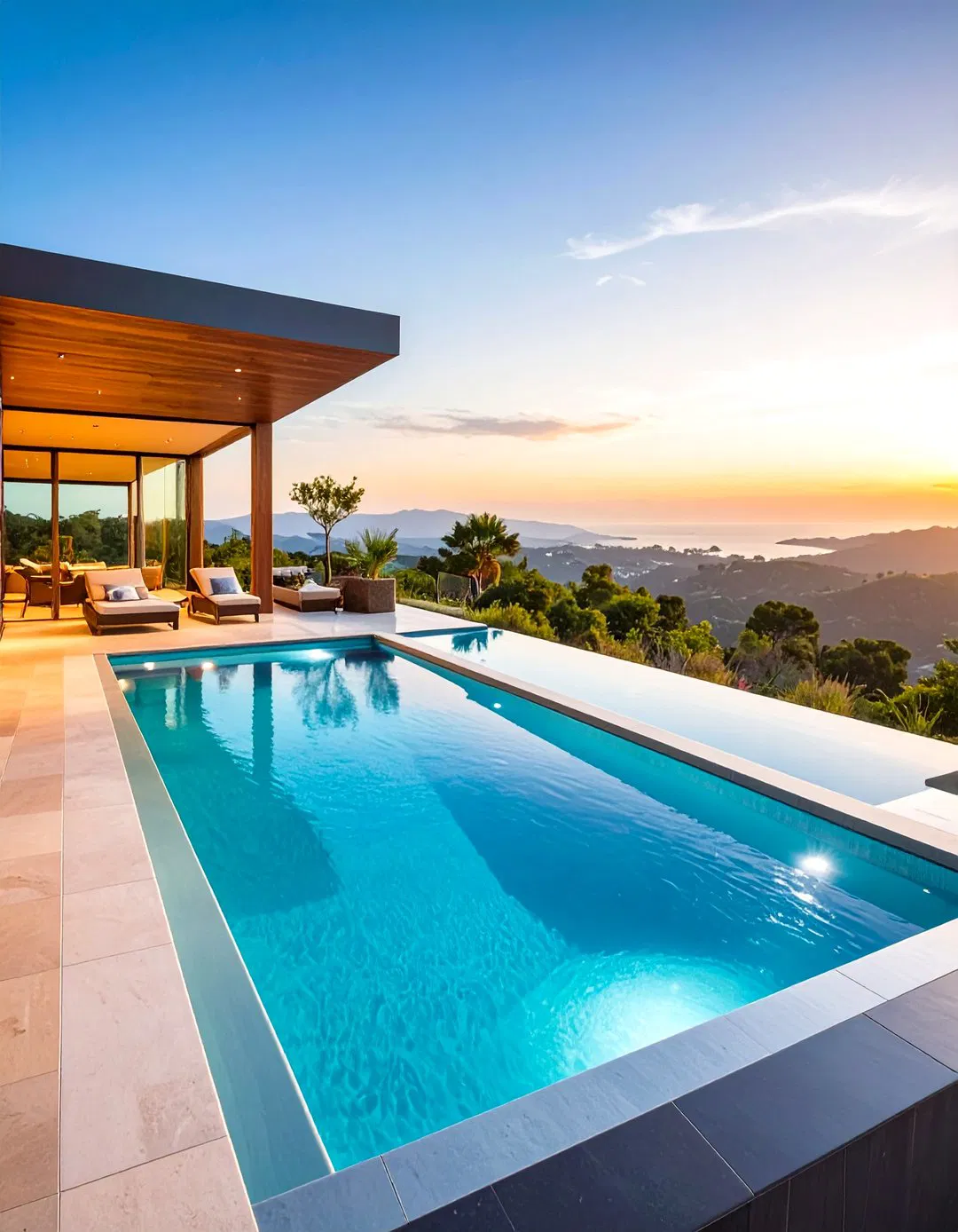 Infinity Edge Spa with Rectangle Pool