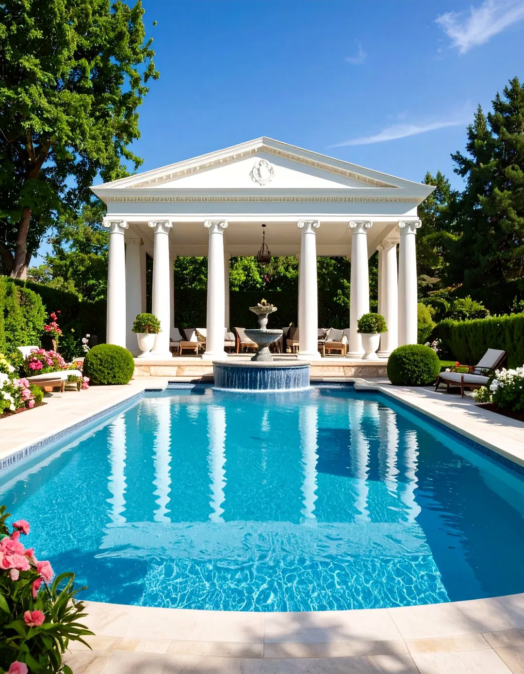 Traditional Classical Rectangle Pool with Hot Tub