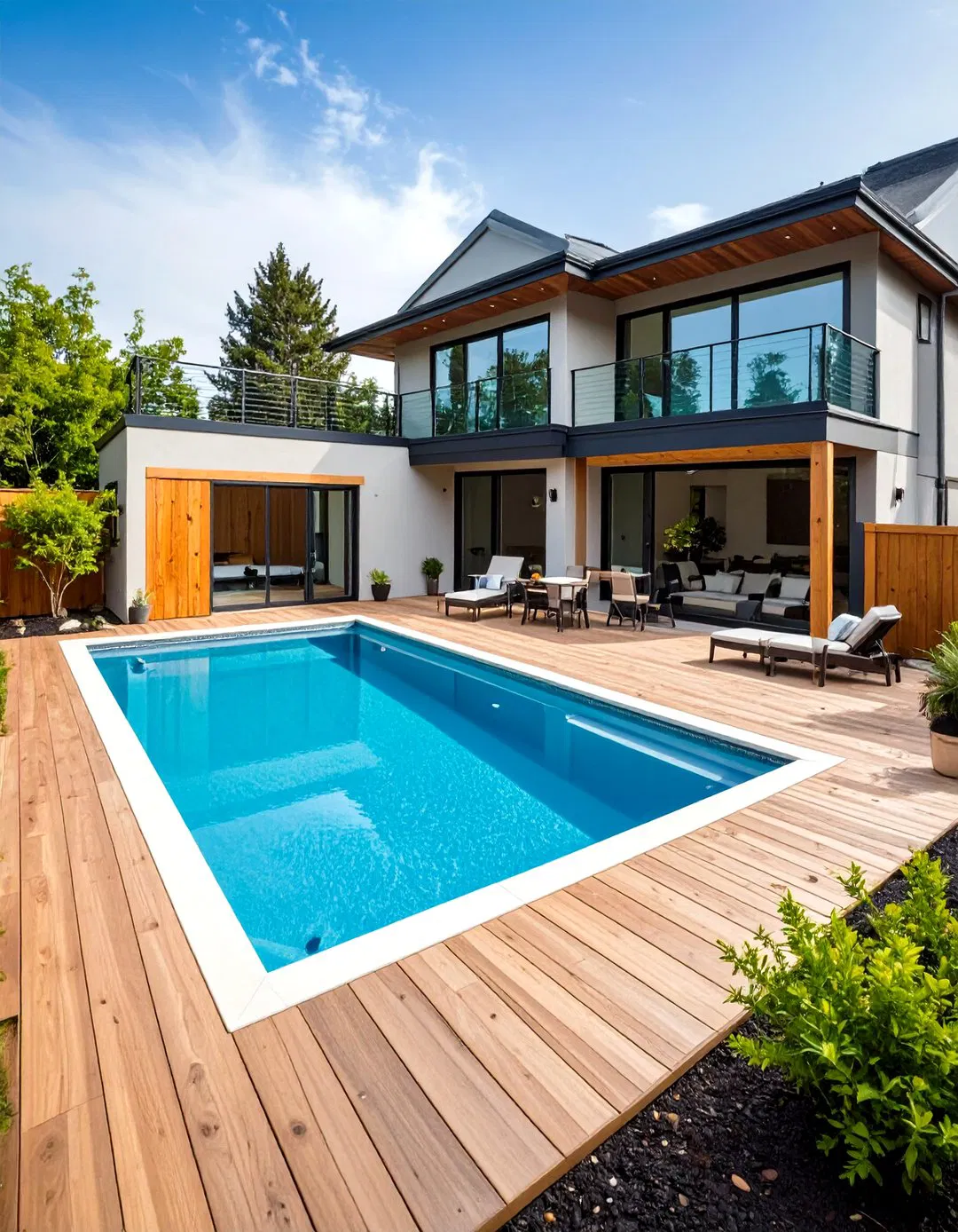 Compact Rectangle Pool with Hot Tub