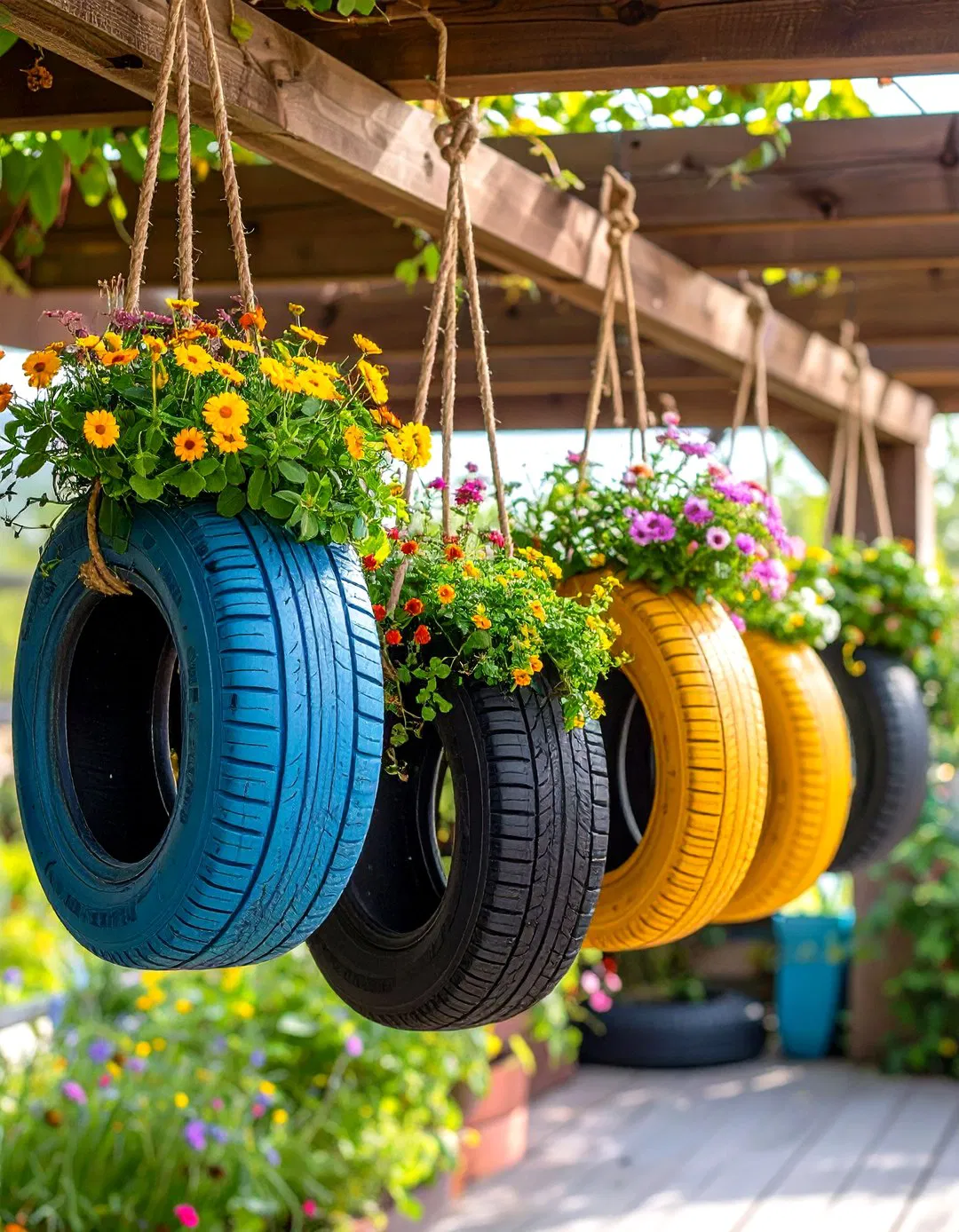 Hanging Tire Planters
