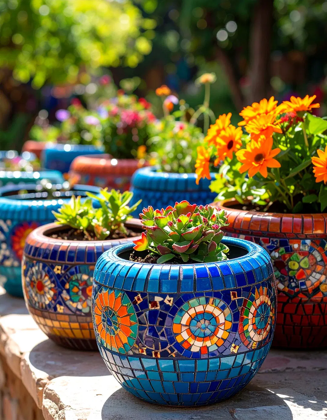 Mosaic Tire Planters