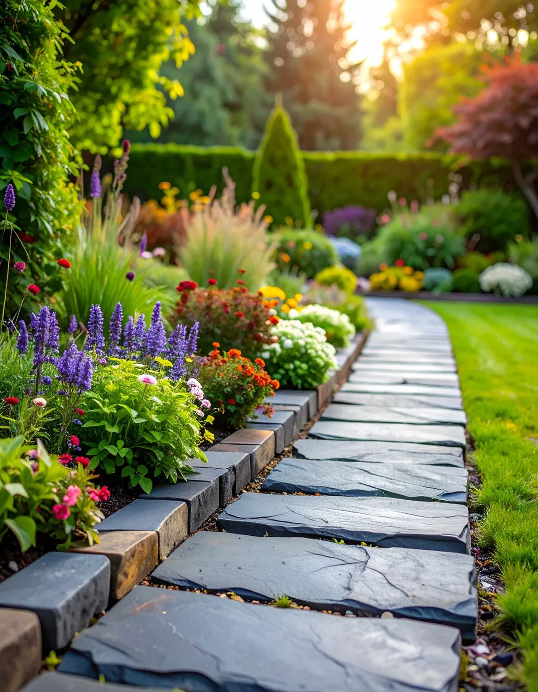 Reclaimed Slate Tile Garden Edging