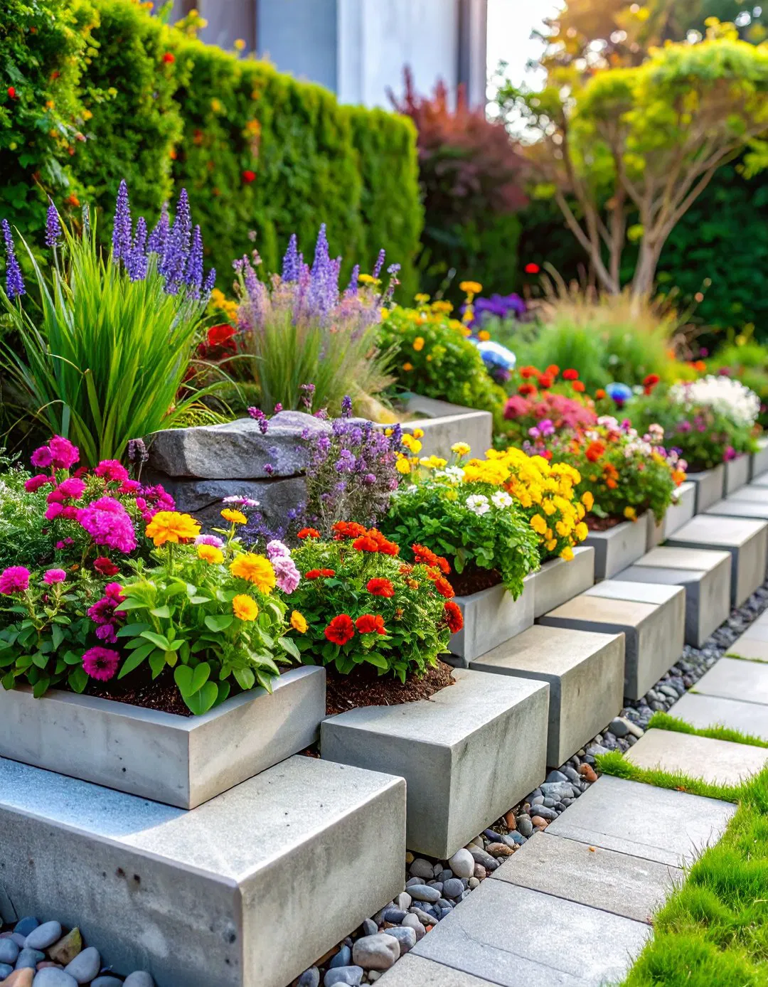 Broken Concrete Urbanite Garden Edging