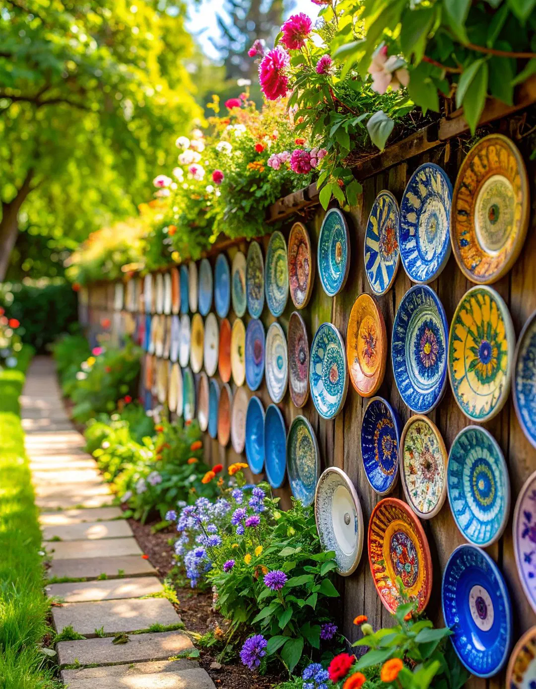 Vintage China Plate Garden Edging