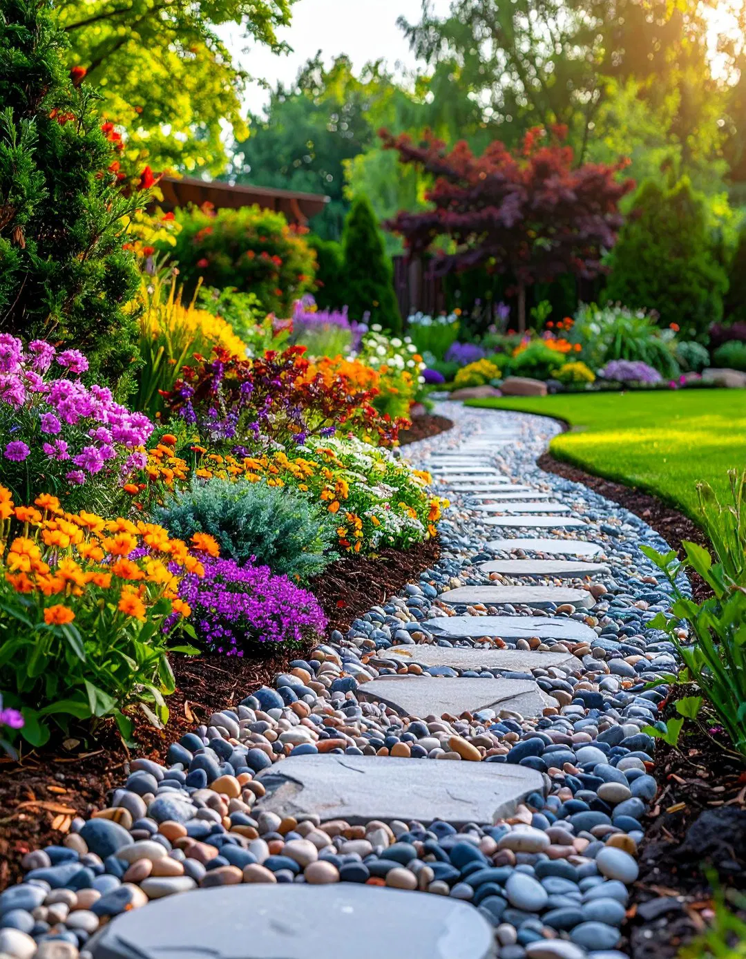 Stone Pebble Gravel Garden Edging