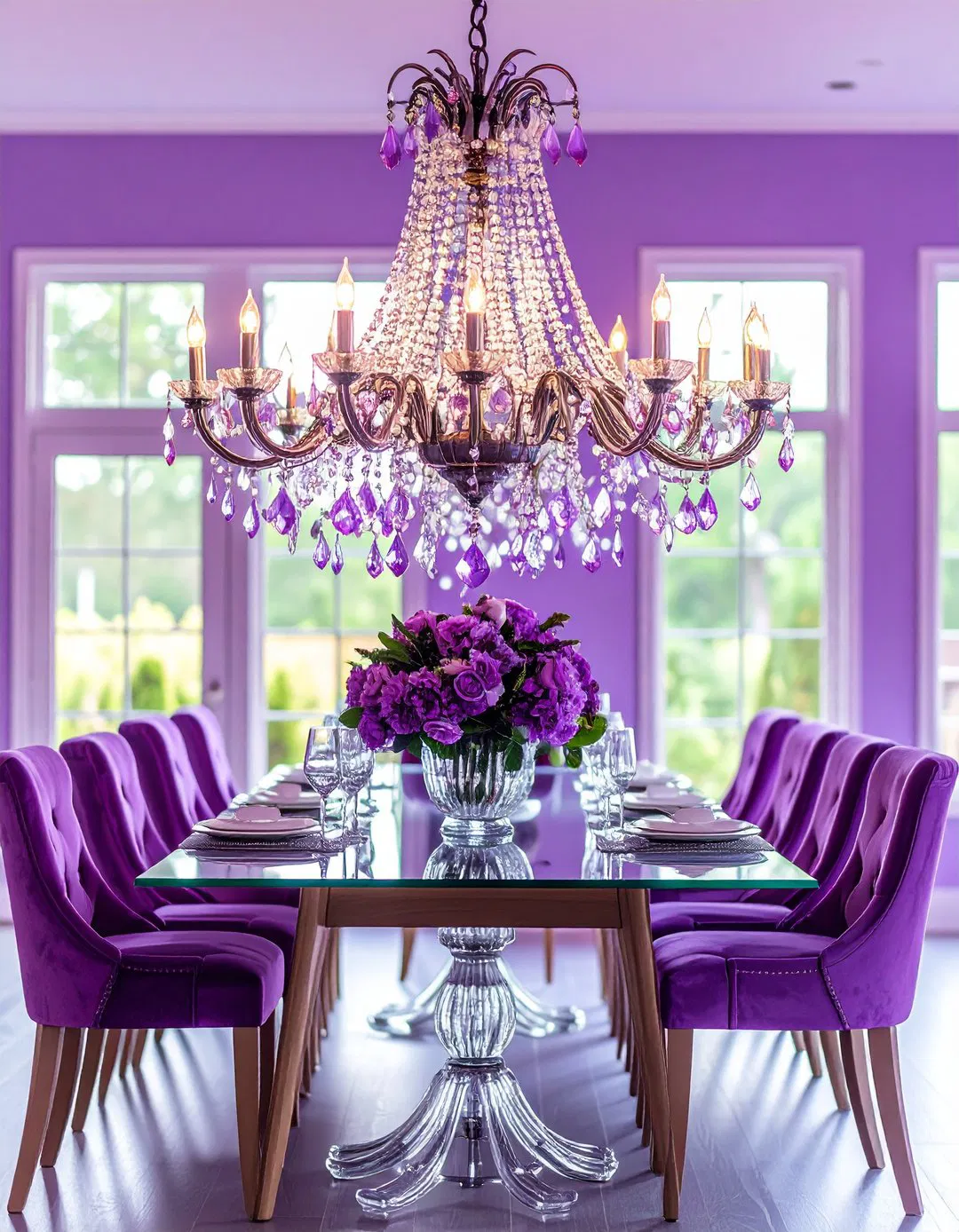 Amethyst Crystal Chandelier Centerpiece