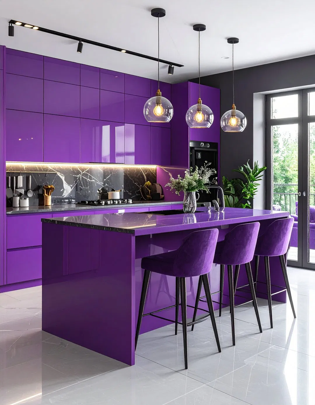 Purple Kitchen Island Extension Dining
