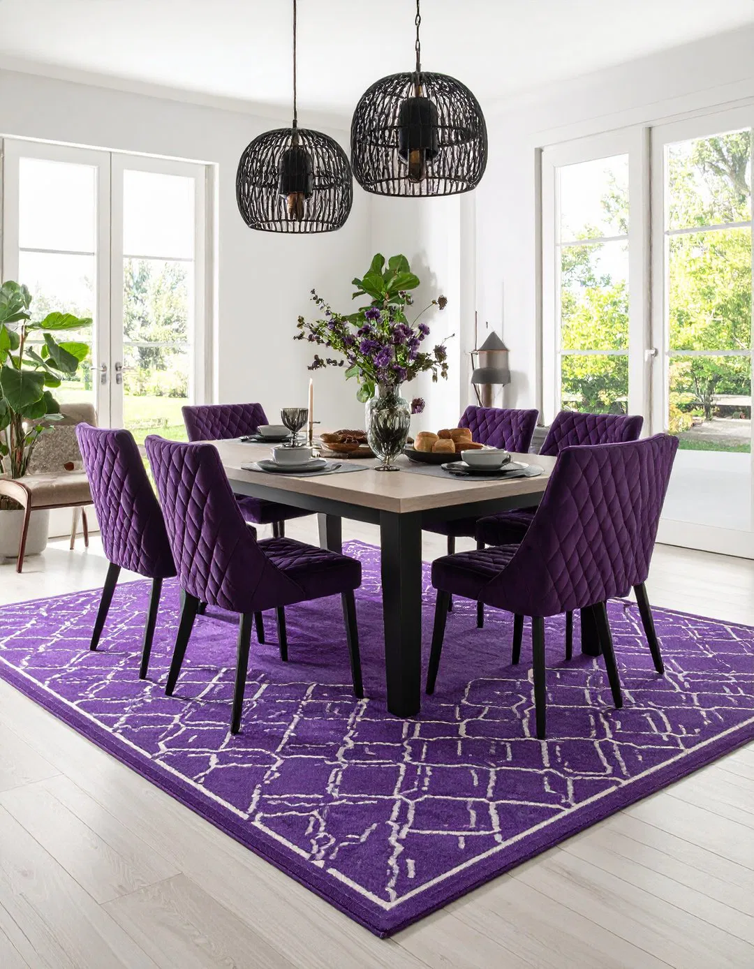 Modern Purple Geometric Rug Focus