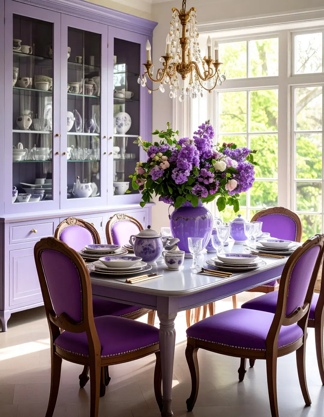 Vintage Purple China Display Dining