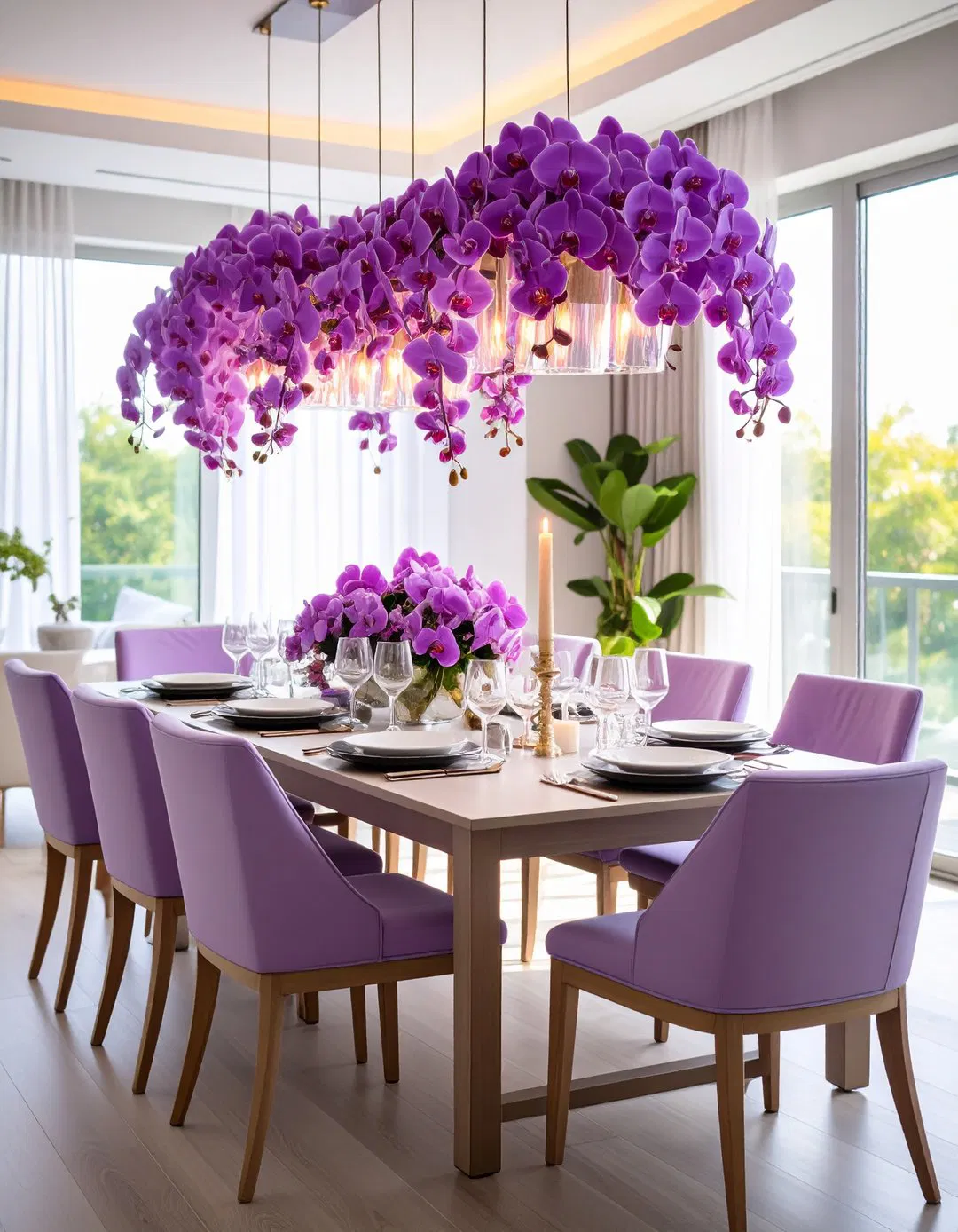 Orchid Inspired Dining Room Theme