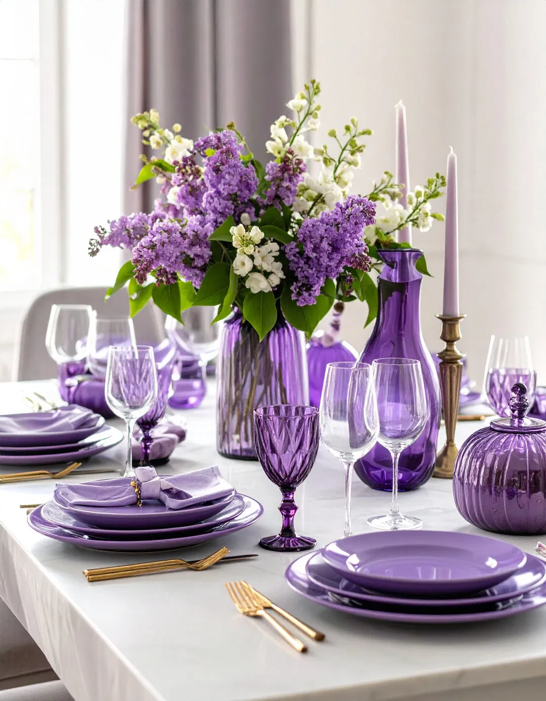 Purple Glass Dining Table Accessories