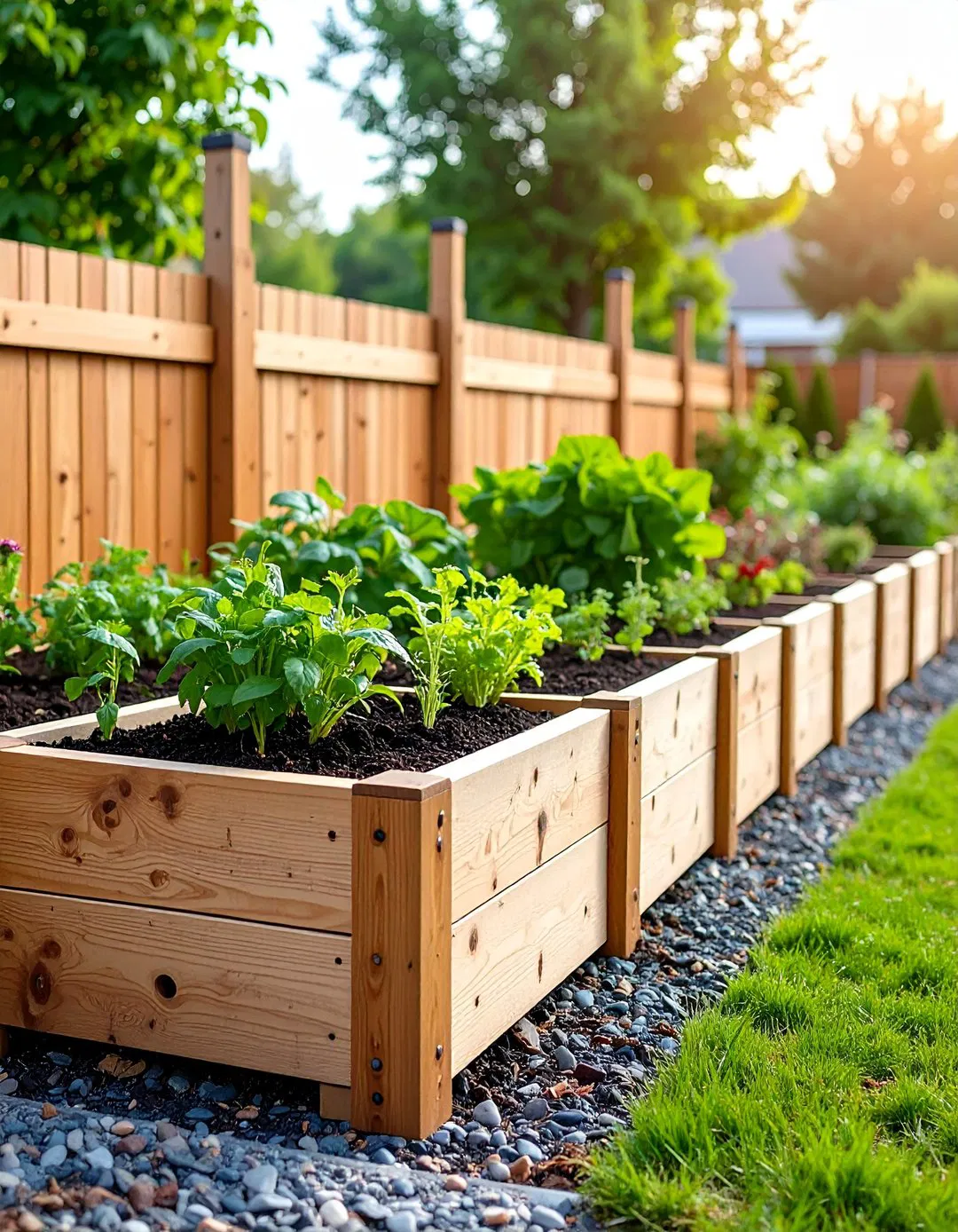 Concrete Block Raised Bed with Trellis Posts